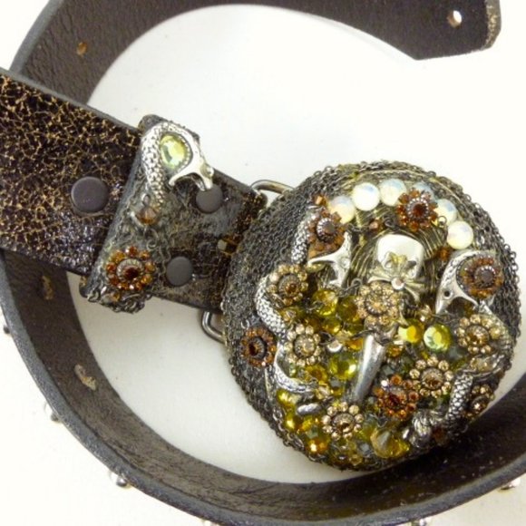 IVY crystal dagger belt rocker leather Italy crystal studded snake silver 32 main image 6